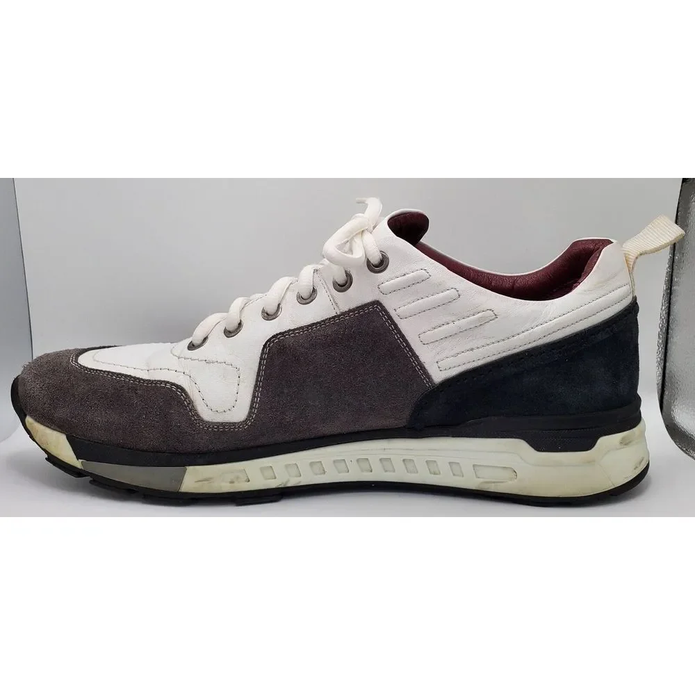 Sepol Luxury Hand Made Leather Sneakers‎ Men's 42 8.5 White Gray Black